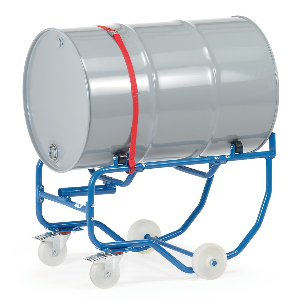 Número de imagen del producto 1: Volquete de tambor Ffetra®, capacidad de carga 250 kg, con varilla de palanca, móvil, ruedas de plástico para girar el barril