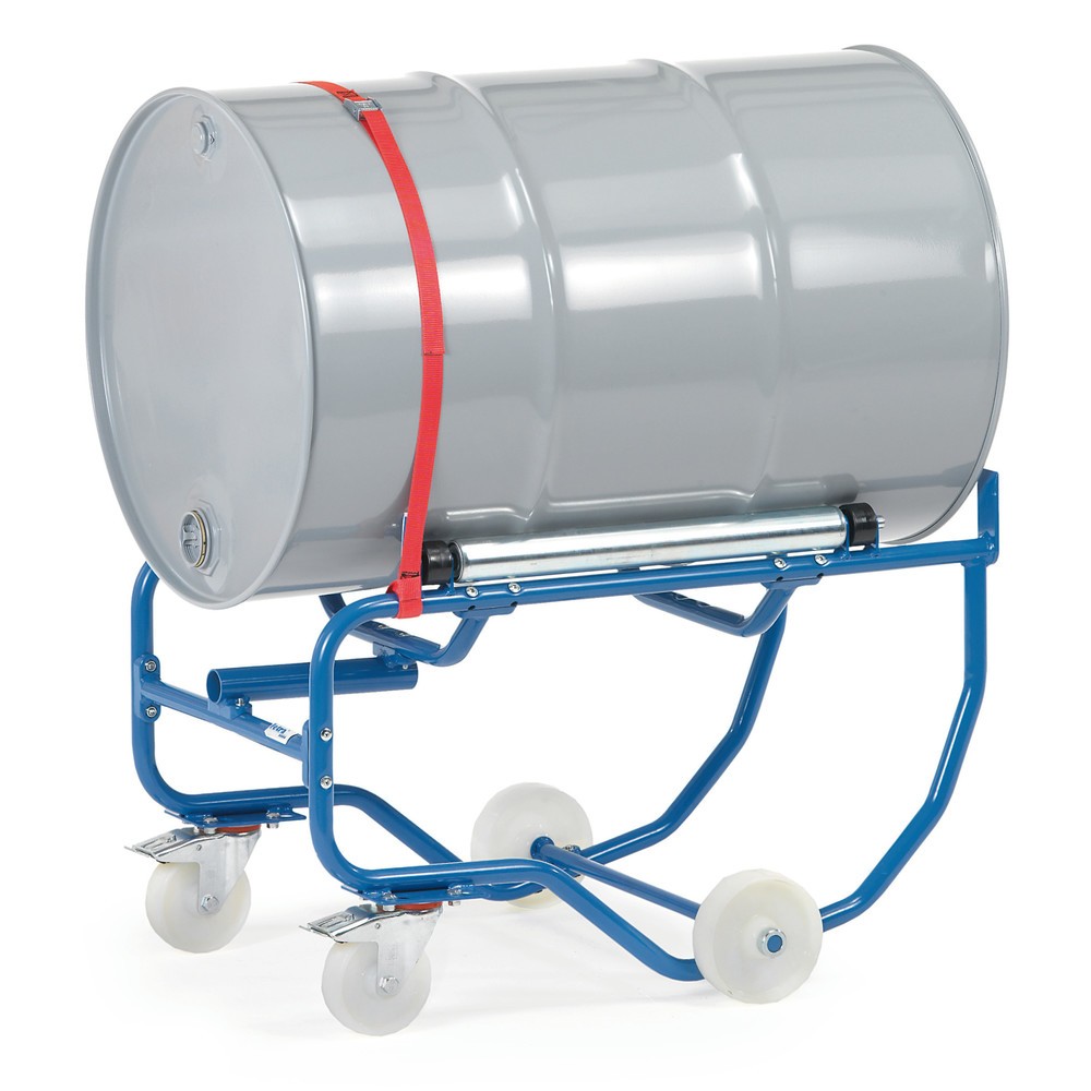 Imagen del producto: Volquete de tambor Ffetra®, capacidad de carga 250 kg, con varilla de palanca, móvil, ruedas de acero para girar el barril