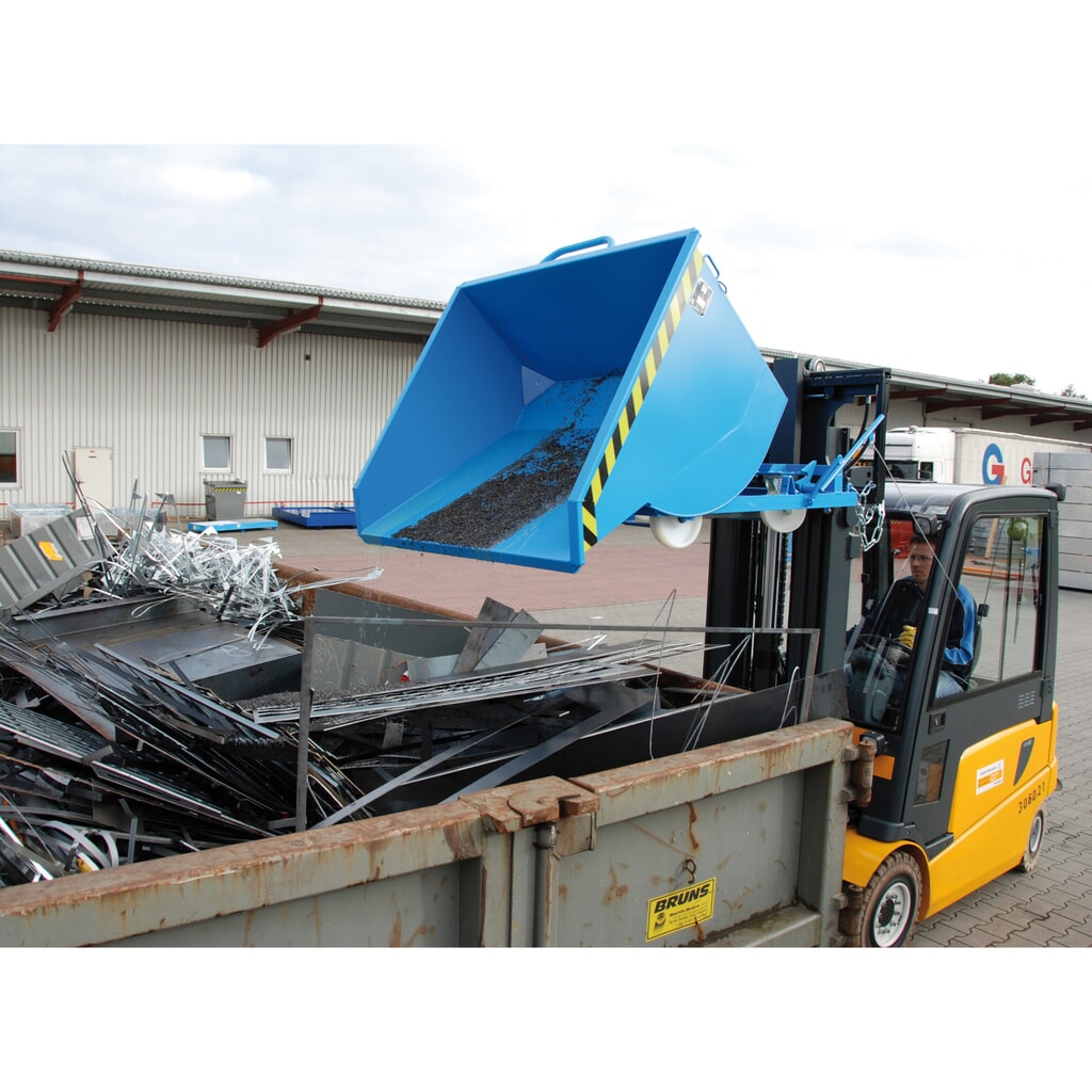 Número de imagen del producto 8: Bauer® Volquete de virutas, altura de construcción baja, con huecos para horquillas, pintado, volumen 0,3 m³, RAL 5012 azul luminoso