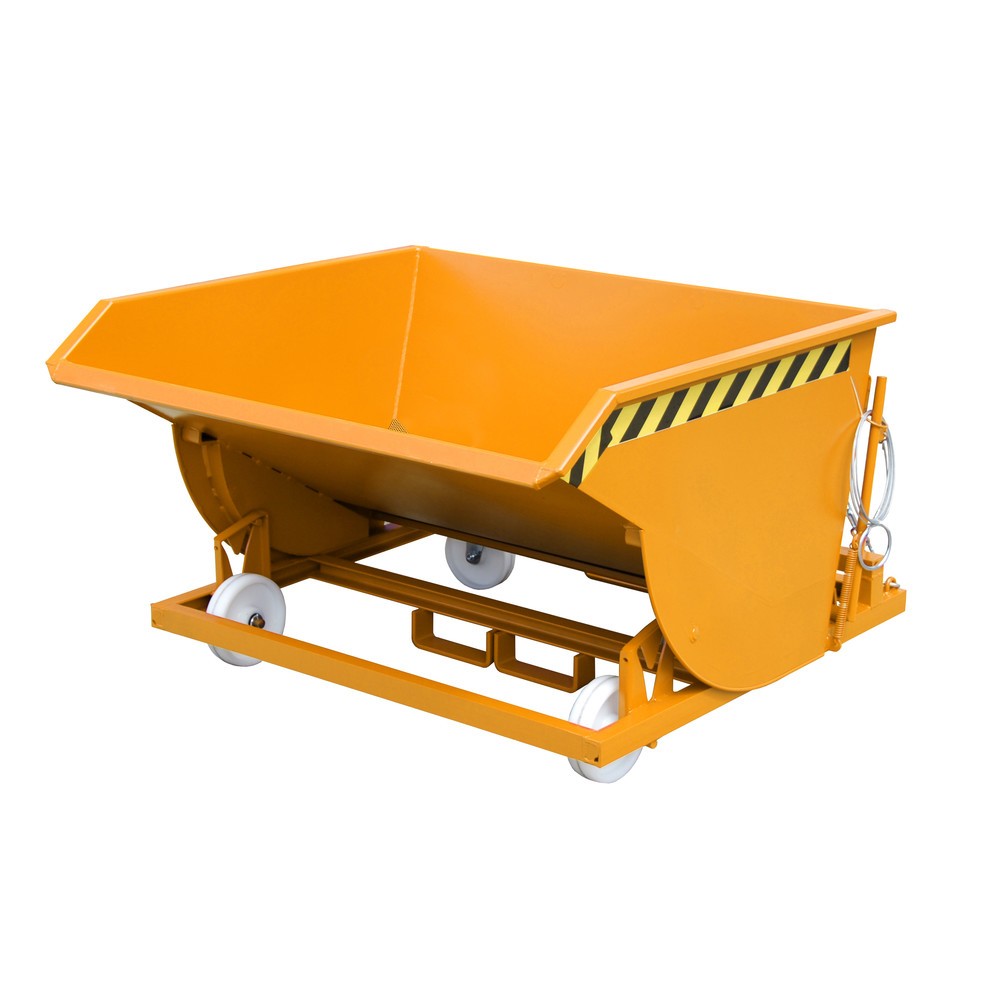 Número de imagen del producto 1: Bauer® Volquete de virutas, altura de construcción baja, con huecos para horquillas, pintado, volumen 0,75 m³, RAL 2000 amarillo naranja
