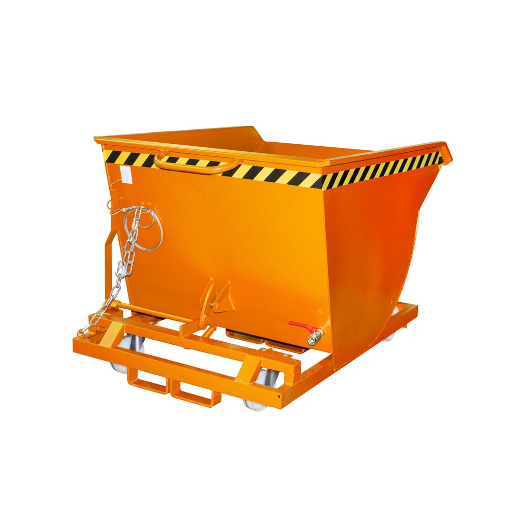 Imagen del producto: Bauer® Volquete de virutas, altura de construcción baja, con huecos para horquillas, pintado, volumen 0,5 m³, RAL 2000 amarillo naranja