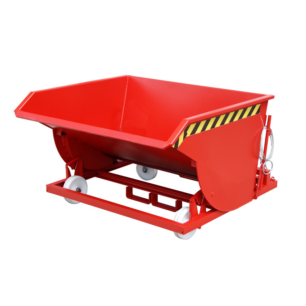 Número de imagen del producto 1: Bauer® Volquete de virutas, altura de construcción baja, con huecos para horquillas, pintado, volumen 0,75 m³, RAL 3000 rojo fuego