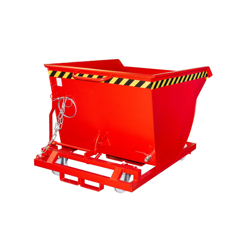 Número de imagen del producto 1: Bauer® Volquete de virutas, altura de construcción baja, con huecos para horquillas, pintado, volumen 0,5 m³, RAL 3000 rojo fuego