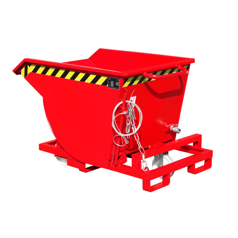 Imagen del producto: Bauer® Volquete de virutas, altura de construcción baja, con huecos para horquillas, pintado, volumen 0,3 m³, RAL 3000 rojo fuego