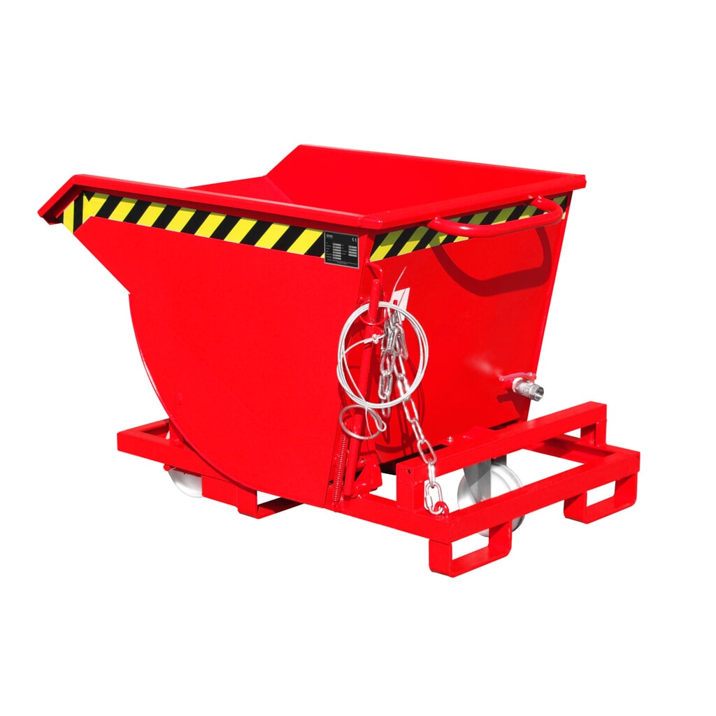 Bauer® Volquete de virutas, altura de construcción baja, con huecos para horquillas, pintado, volumen 0,3 m³, RAL 3000 rojo fuego Imagen del producto: Bauer® Volquete de virutas, altura de construcción baja, con huecos para horquillas, pintado, volumen 0,3 m³, RAL 3000 rojo fuego