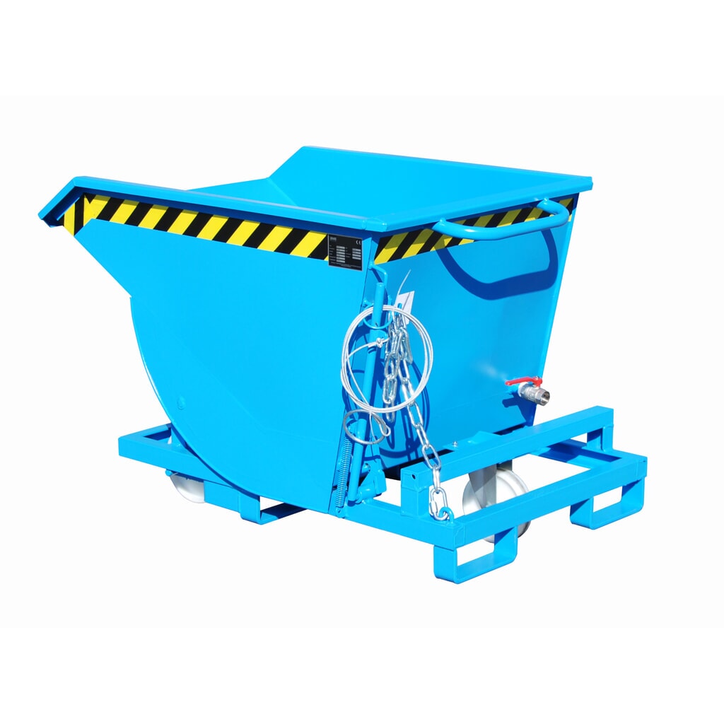 Bauer® Volquete de virutas, altura de construcción baja, con huecos para horquillas, pintado, volumen 0,3 m³, RAL 5012 azul luminoso Número de imagen del producto 1: Bauer® Volquete de virutas, altura de construcción baja, con huecos para horquillas, pintado, volumen 0,3 m³, RAL 5012 azul luminoso