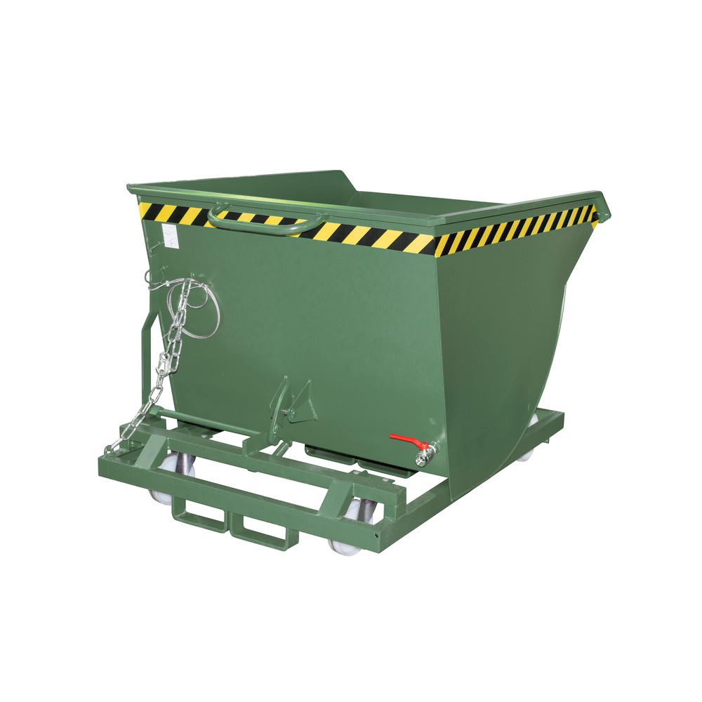 Número de imagen del producto 1: Bauer® Volquete de virutas, altura de construcción baja, con huecos para horquillas, pintado, volumen 0,5 m³, RAL 6011 verde reseda