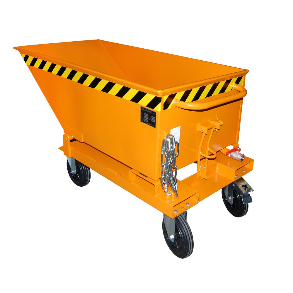 Imagen del producto: Bauer® Volquete de virutas, cubeta baja, pintado, volumen 0,25 m³, RAL 2000 amarillo naranja