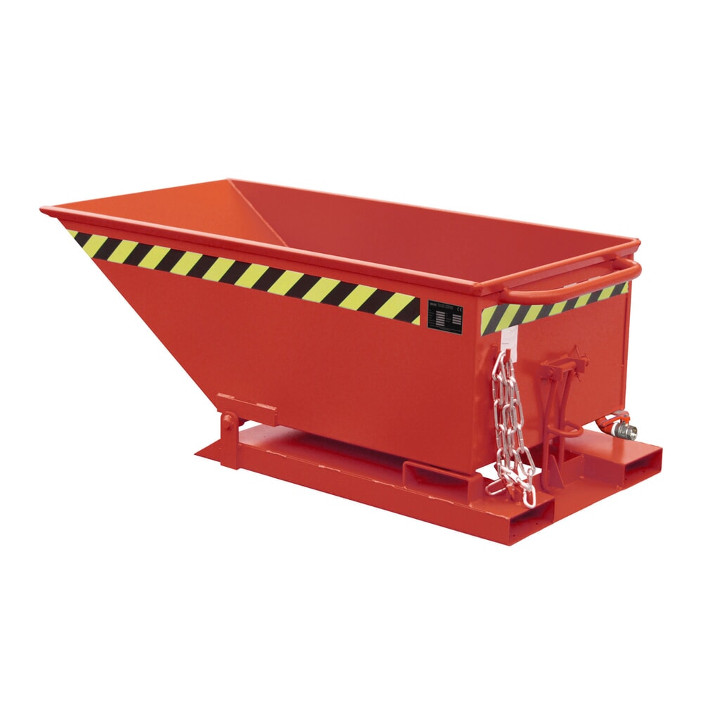 Bauer® Volquete de virutas, cubeta baja, pintado, volumen 0,25 m³, RAL 3000 rojo fuego Imagen del producto: Bauer® Volquete de virutas, cubeta baja, pintado, volumen 0,25 m³, RAL 3000 rojo fuego