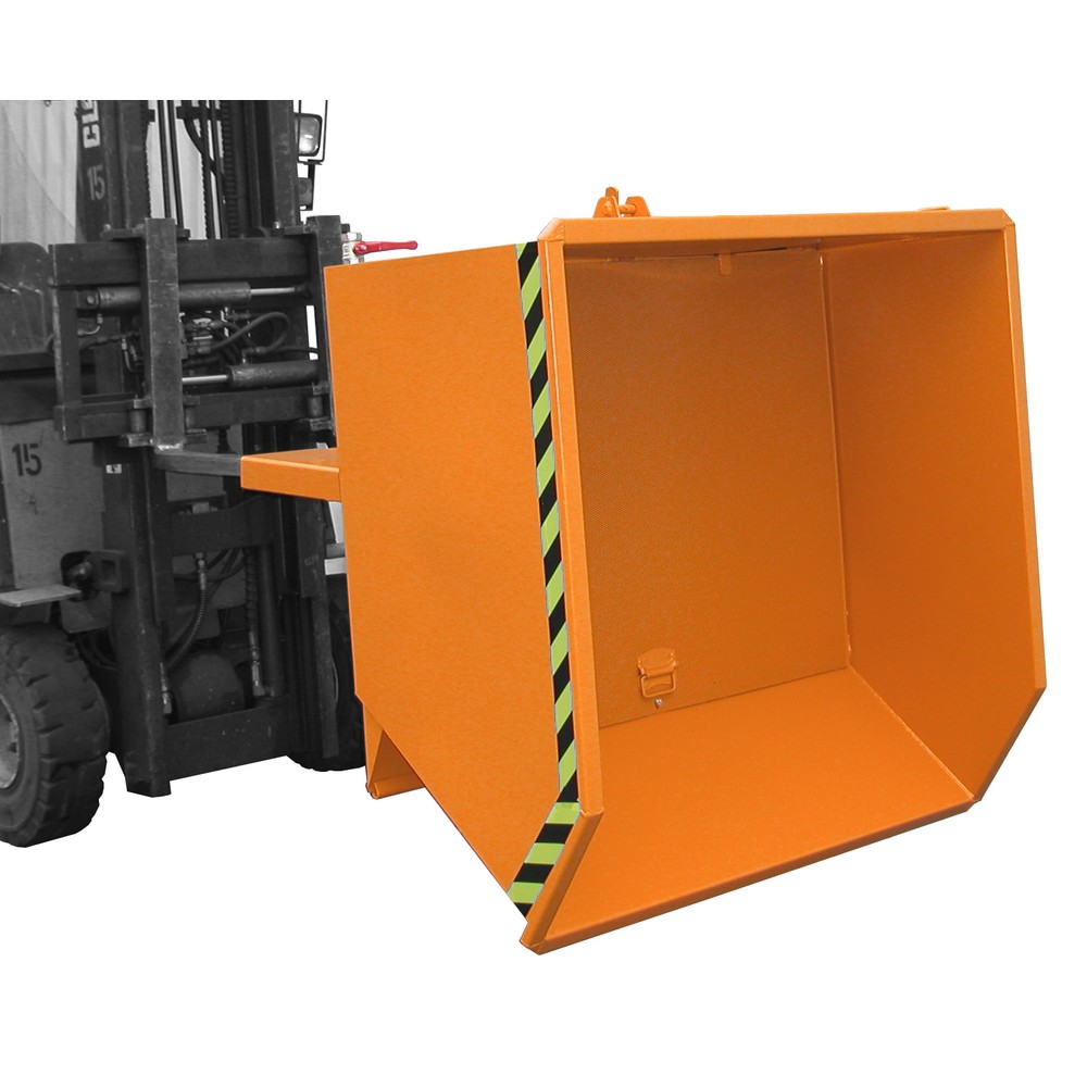 Número de imagen del producto 1: Bauer® Contenedor de volcado de separación, estante intermedio de chapa perforada, pintado, volumen 0,75 m³, RAL 2000 amarillo naranja