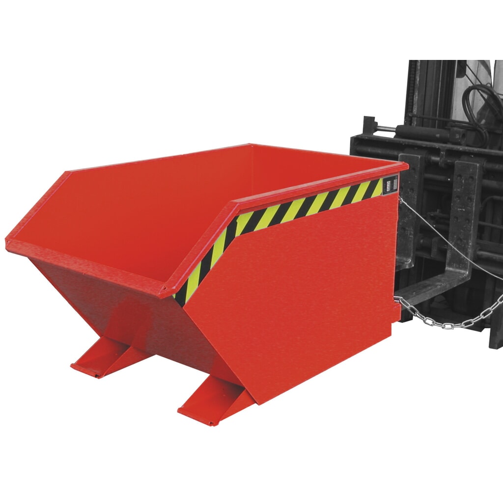 Bauer® Volquete separador, fondo intermedio de chapa perforado, pintado, volumen 0,5 m³, RAL 3000 rojo fuego Imagen del producto: Bauer® Volquete separador, fondo intermedio de chapa perforado, pintado, volumen 0,5 m³, RAL 3000 rojo fuego