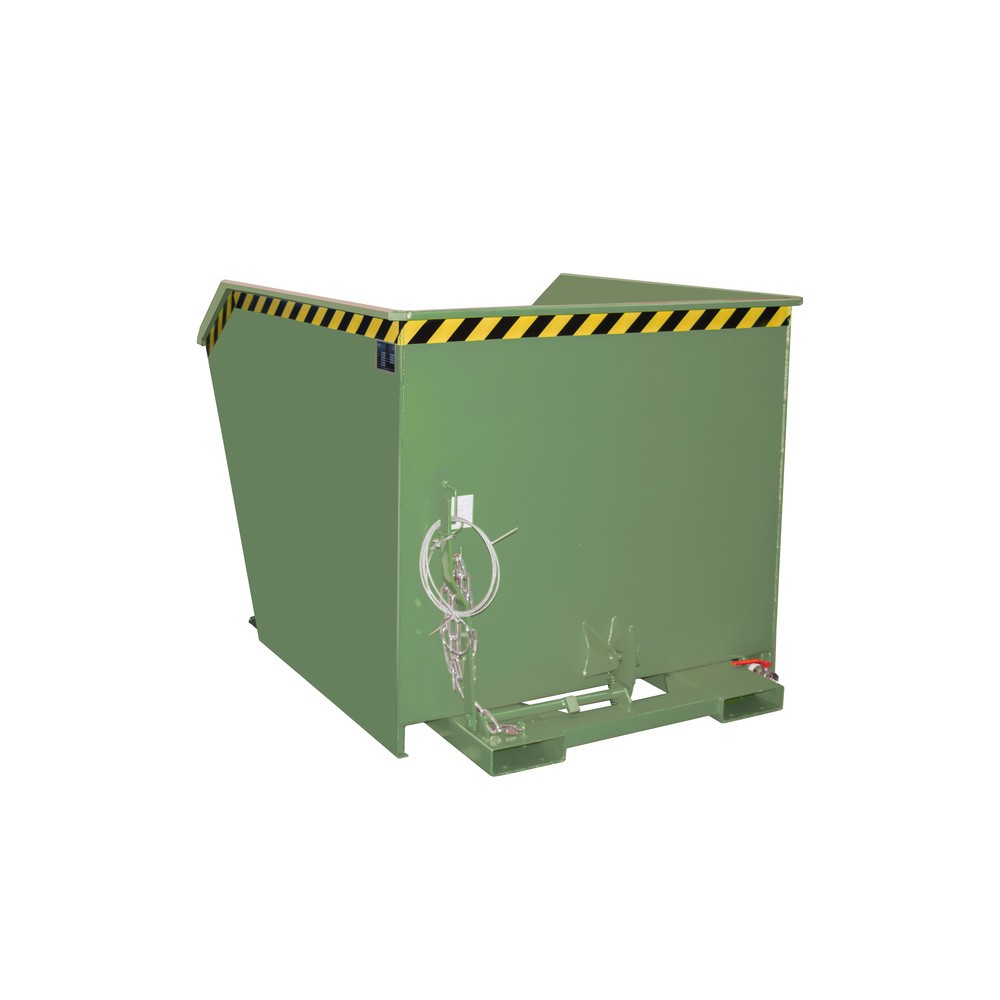 Número de imagen del producto 1: Bauer® Contenedor de volcado de separación, estante intermedio de chapa perforada, pintado, volumen 1,5 m³, RAL 6011 verde reseda