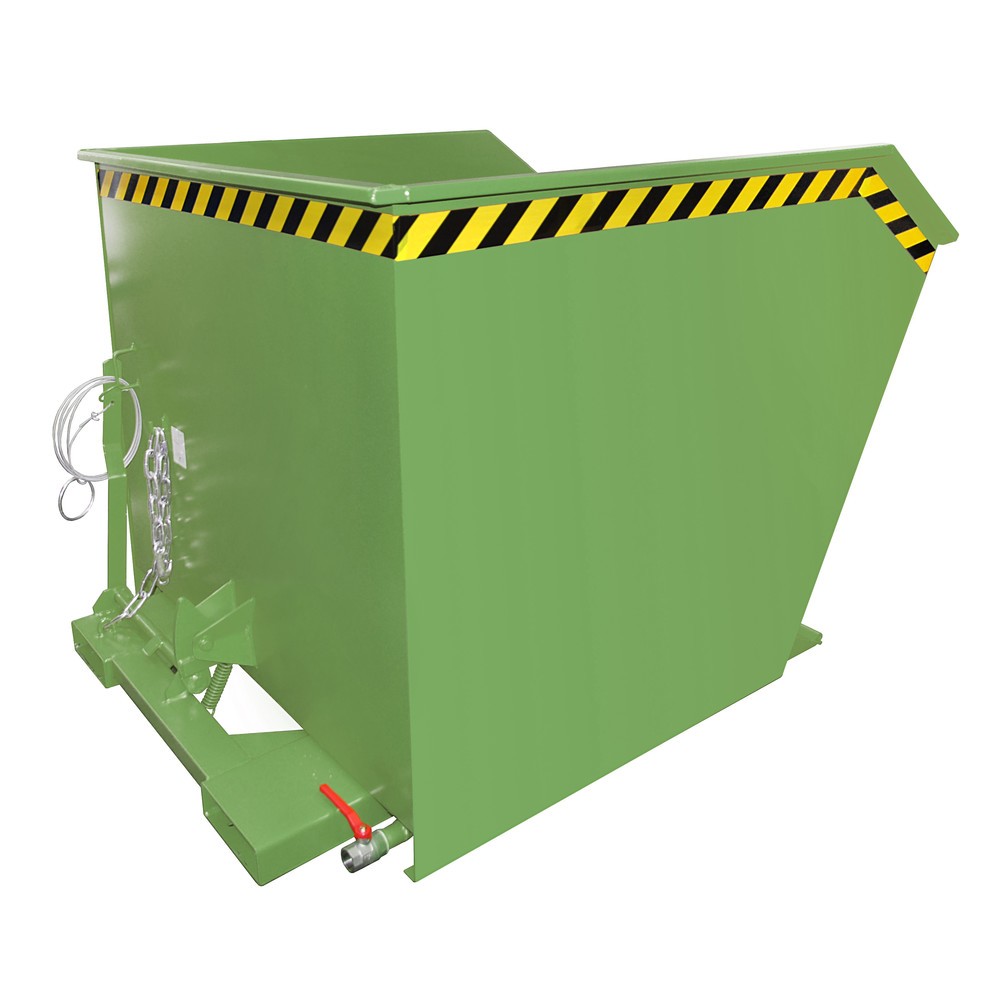 Número de imagen del producto 1: Bauer® Contenedor de volcado de separación, estante intermedio de chapa perforada, pintado, volumen 1 m³, RAL 6011 verde reseda