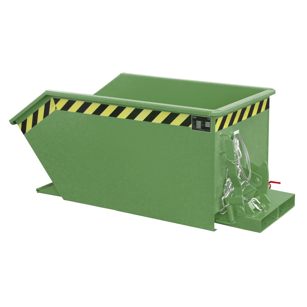 Número de imagen del producto 1: Bauer® Contenedor de volcado de separación, estante intermedio de chapa perforada, pintado, volumen 0,3 m³, RAL 6011 verde reseda