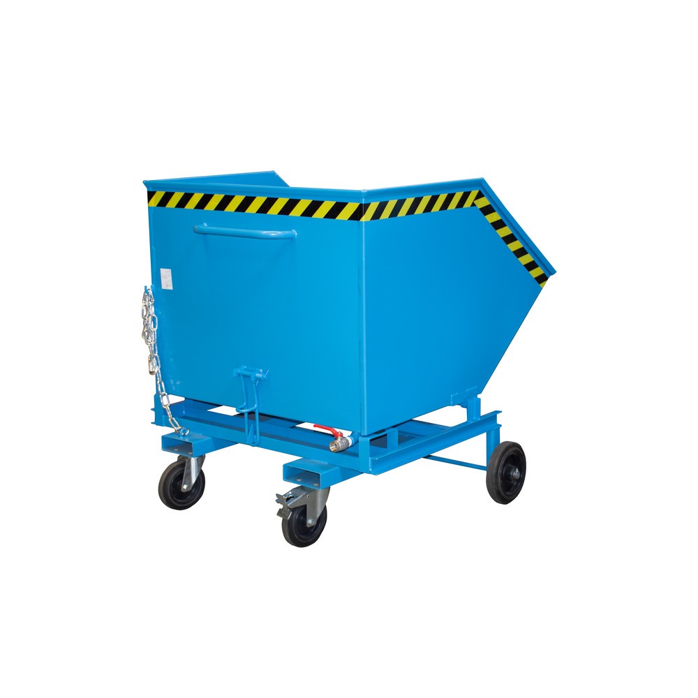 Número de imagen del producto 1: Bauer® Volquete de virutas, posibilidad de descarga a ras de suelo, pintado, volumen 1 m³, con huecos para horquillas, RAL 5012 azul luminoso