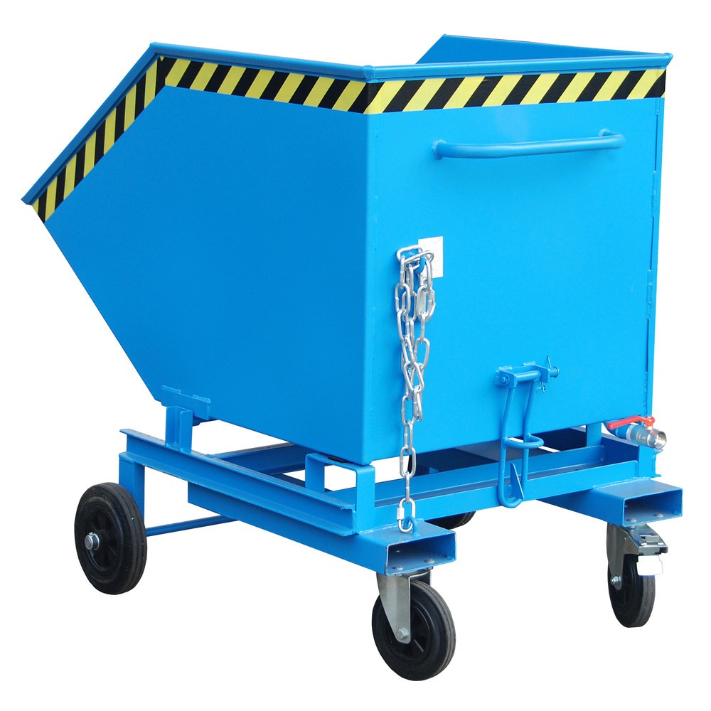 Número de imagen del producto 1: Bauer® Volquete de virutas, posibilidad de descarga a ras de suelo, pintado, volumen 0,6 m³, con huecos para horquillas, RAL 5012 azul luminoso