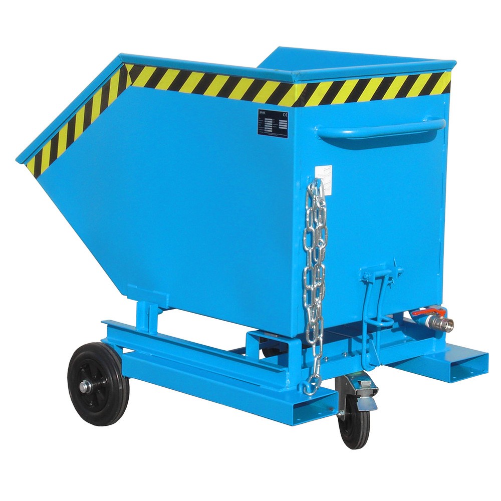 Número de imagen del producto 1: Bauer® Volquete de virutas, posibilidad de descarga a ras de suelo, pintado, volumen 0,4 m³, con huecos para horquillas, RAL 5012 azul luminoso
