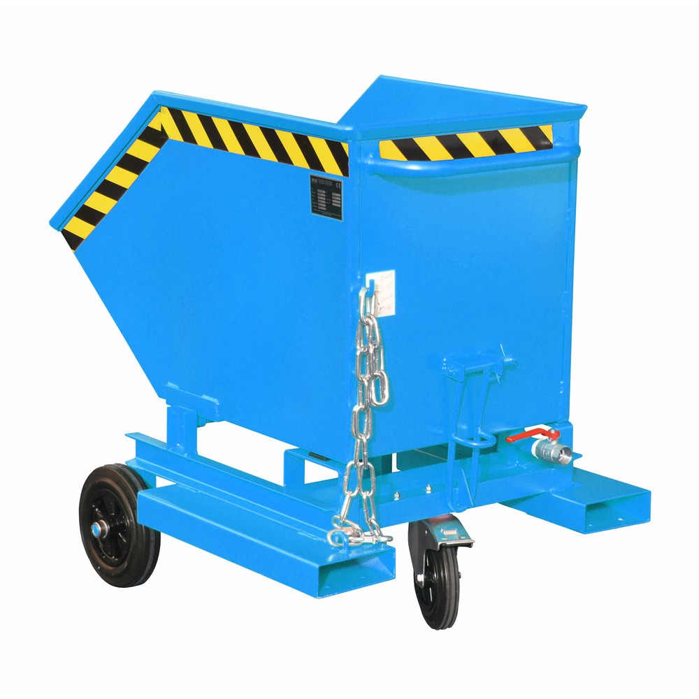 Número de imagen del producto 1: Bauer® Volquete de virutas, posibilidad de descarga a ras de suelo, pintado, volumen 0,25 m³, con huecos para horquillas, RAL 5012 azul luminoso
