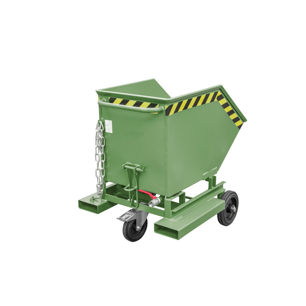 Número de imagen del producto 1: Bauer® Volquete de virutas, posibilidad de descarga a ras de suelo, pintado, volumen 0,25 m³, con huecos para horquillas, RAL 6011 verde reseda