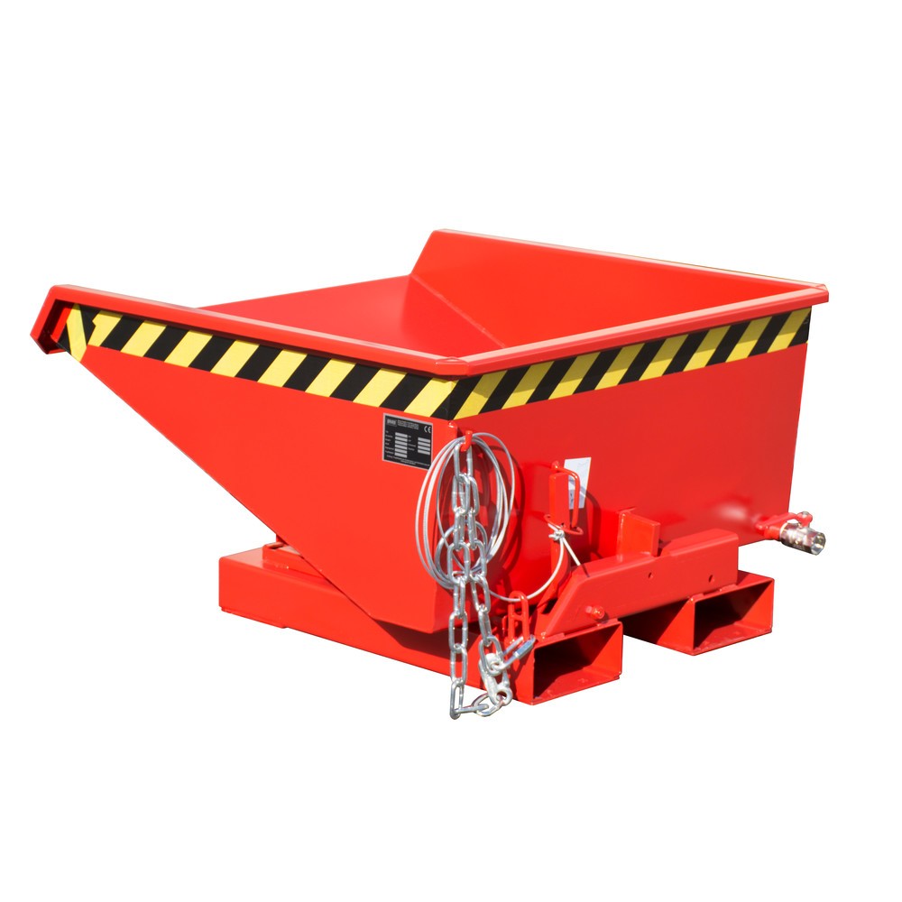 Imagen del producto: Bauer® contenedor mini chip con mecanismo rodante, baja altura de construcción, pintado, volumen 0.225 m³, RAL 3000 rojo fuego